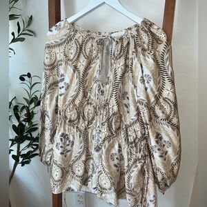 H&M Beige and Brown Patterned Blouse